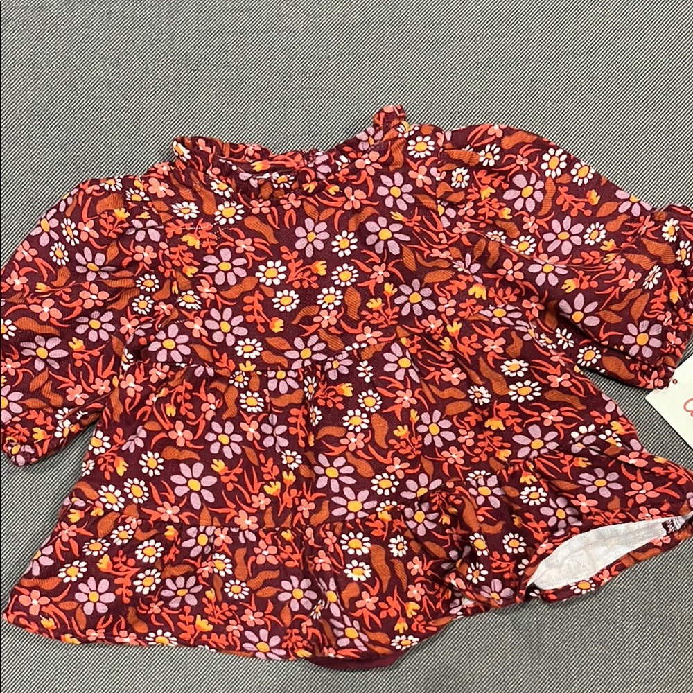 Cat & Jack Orange and Purple Floral Blouse